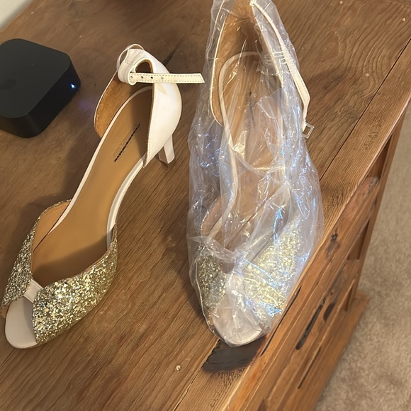 New BHLDN Emma Go Jolene Heels Glitter Champagne & Gold - Picture 3 of 3